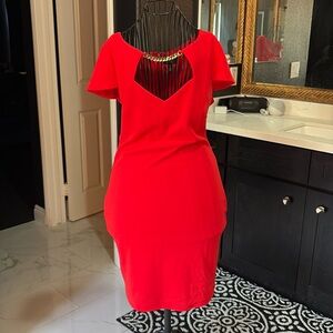 Jessica Simpson sexy, orange gold embellished neck tie bodycon fitted dress
